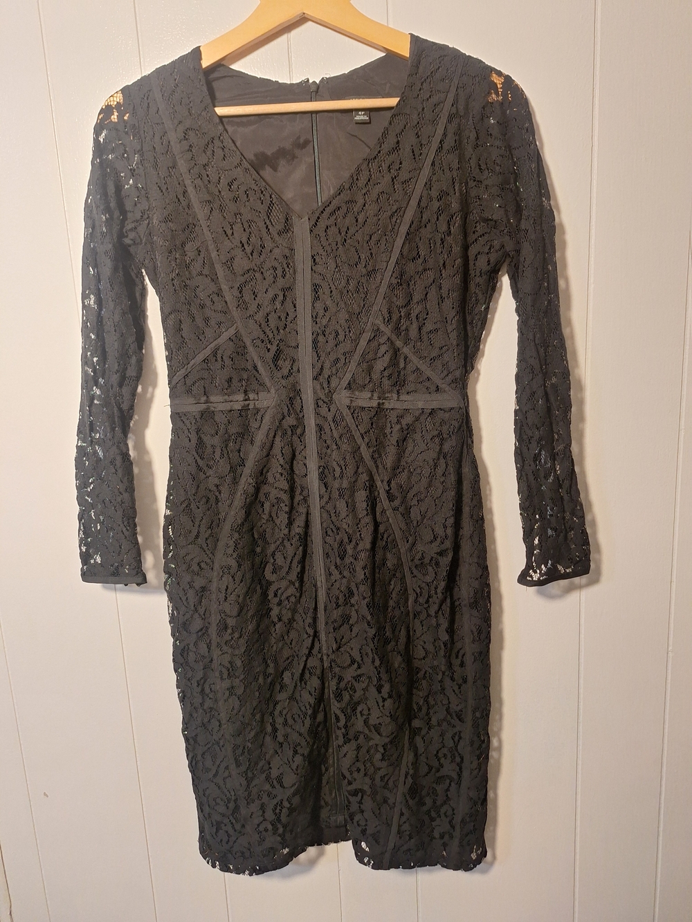 Black Lace Long Sleeve V-Neck Dress